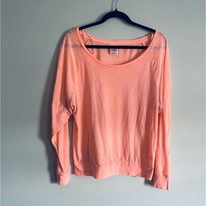 Victoria's Secret PINK Women's Peach Orange Long Sleeve Shirt Size Medium